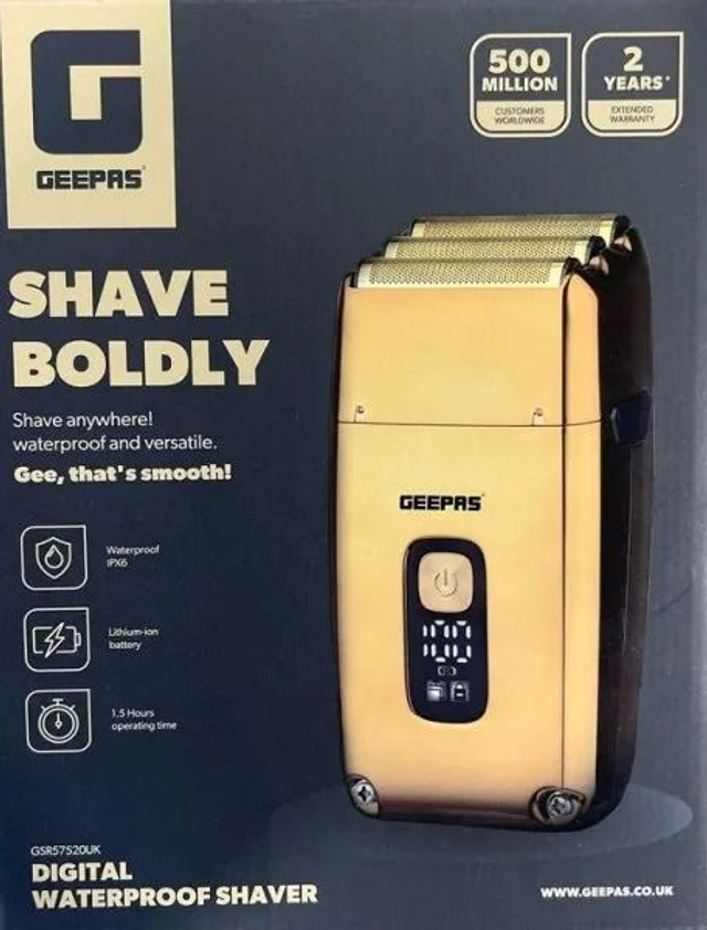 GEEPAS:  DIGITAL SHAVE BOLDLY WATERPROOF SHAVER (GSR57520UK)