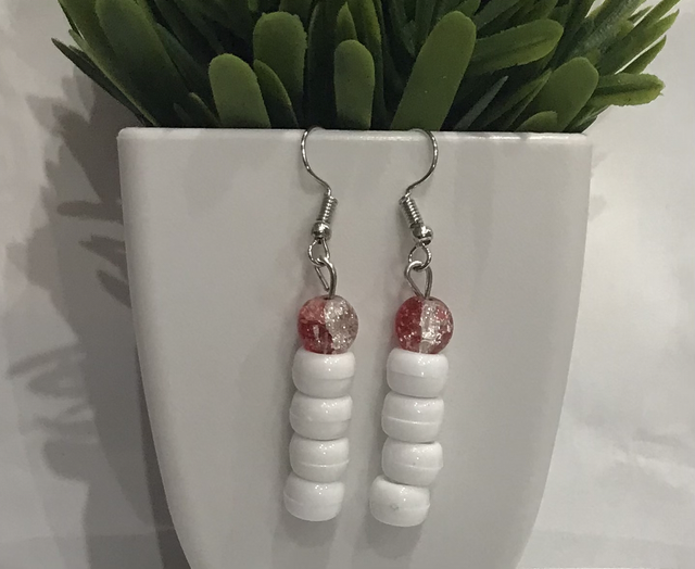 Red White Dangling Earrings- RWDE32