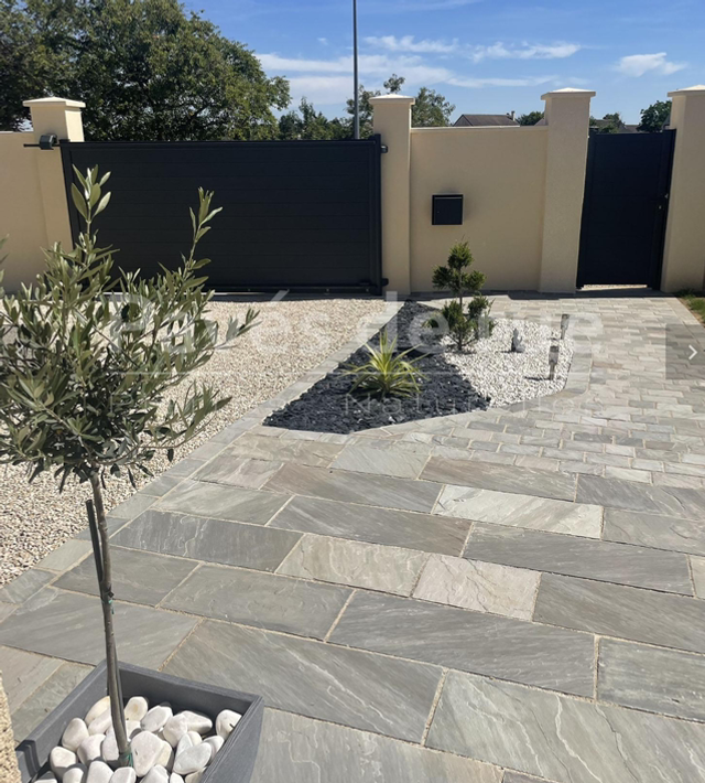 Dalle grès L 30 x ll x 4 ép. 4 coloris au choix, Blanc calcaire, ocre nuancé, rose et gris.