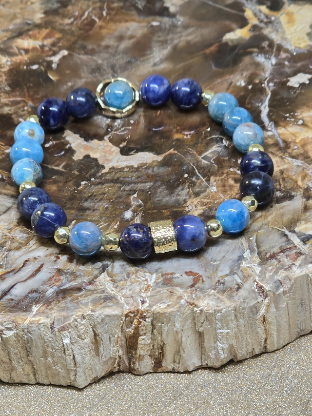 Bracelet Apatite et Sodalite en 0,8 cm