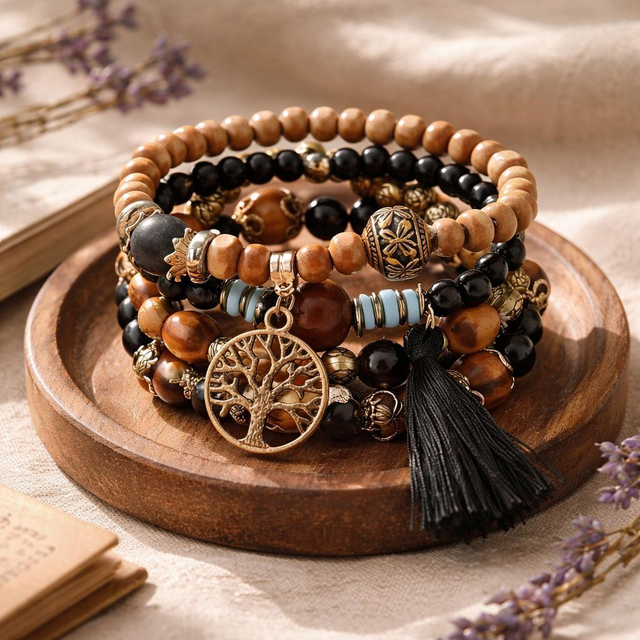 "Sandy" - Bracelet en bois bohème 