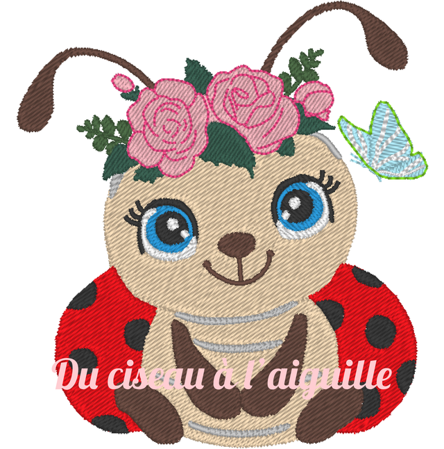 fichier broderie Coccinelle - Cadre 10x10 / 12 Formats