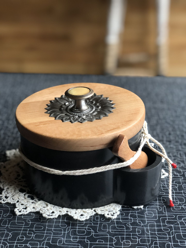 Salz/ Zuckertopf Upcycling Blume schwarz