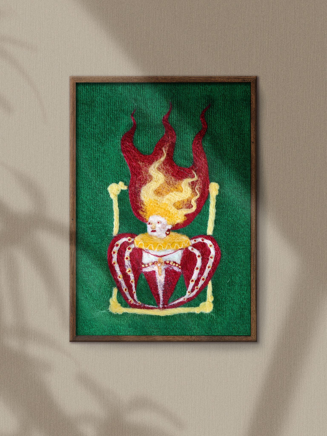 The Queen on Fire Textile Art // A4 Print