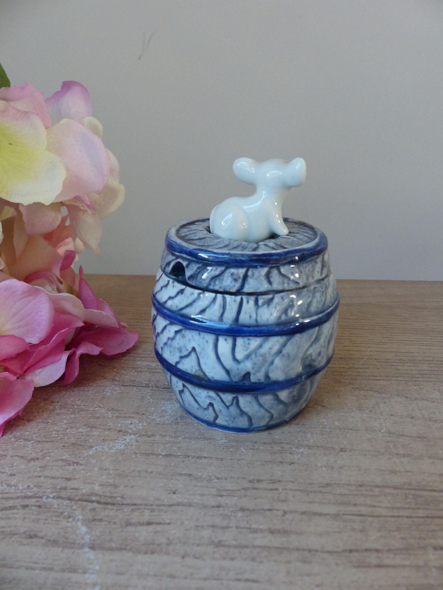 Ancienne boite en porcelaine céramique figurine renard fennec japon vintage, boite fox, boite à bijoux à sucre avec renard, cadeau pour ami