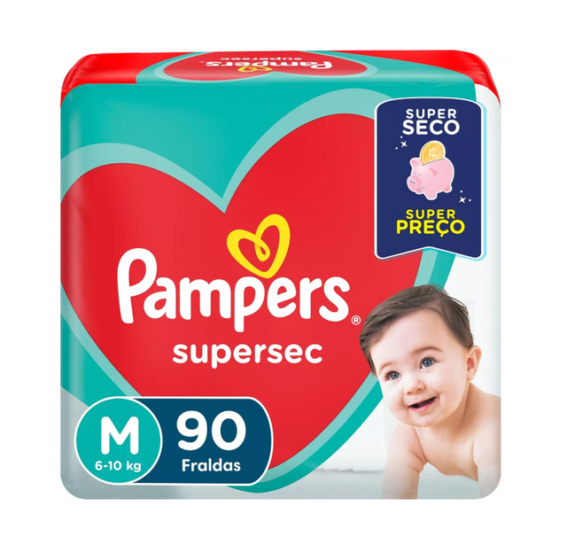 Pampers Supersec Fraldas Descartáveis 90 Unidades Tamanho M