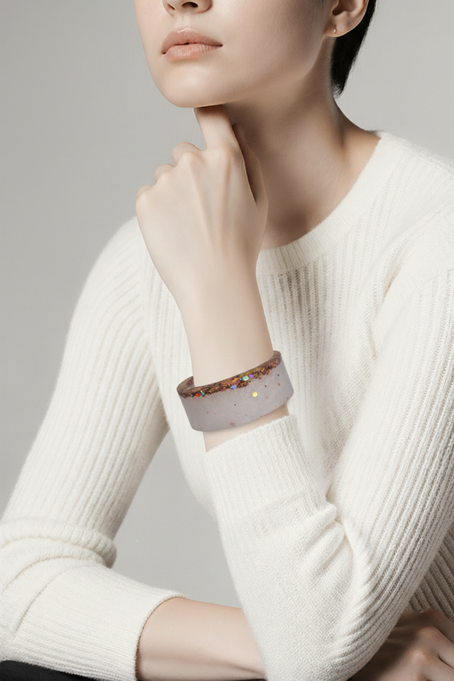 Bracelet manchette- Collection Nacre doré