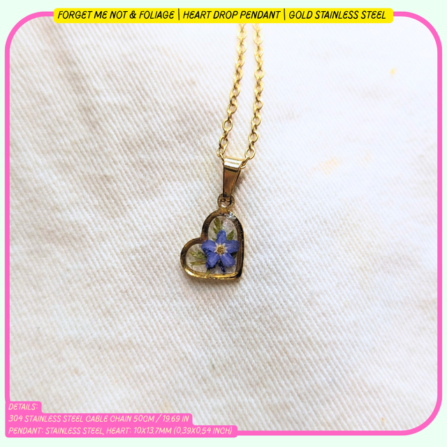 Heart Drop Pendant | Necklaces | Real Flowers
