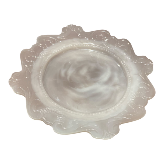 Petite assiette décorative en résine blanche nacrée 
