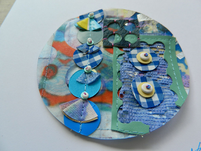 Square Paper + Stitch Collage - Blue/Orange