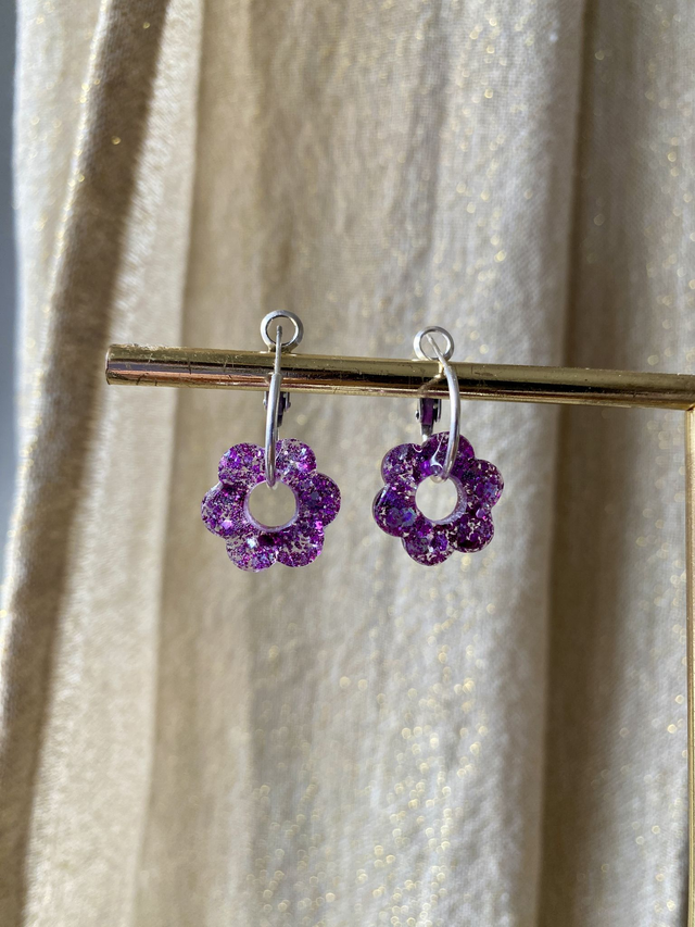 Créoles fleurs - lavender haze