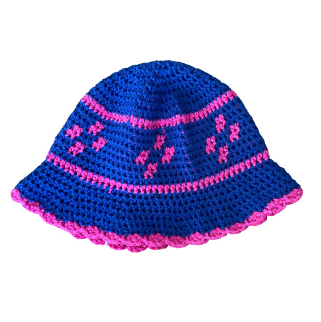 Bob motifs fleurs bleu et rose