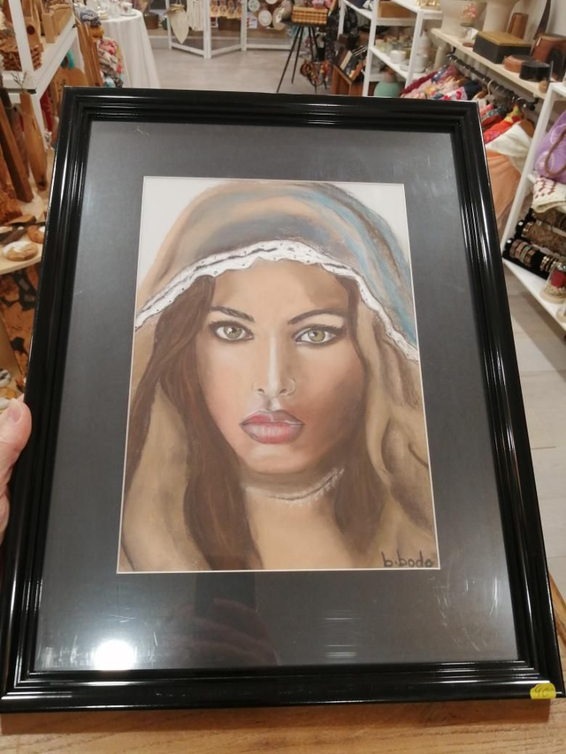 Tableau "Portrait de femme" dessin sous cadre