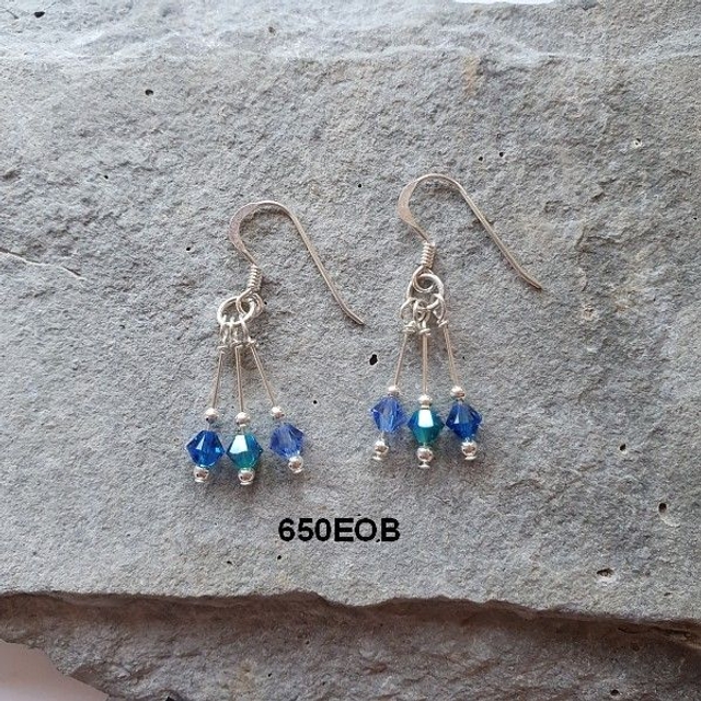 3 drop crystal earrings - various colours available - 650eo