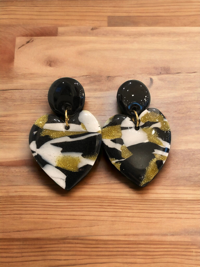 MAXI COEUR NOIR/OR/BLANC