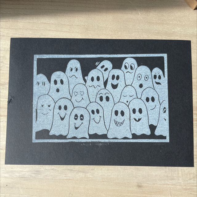 Ghoul School Lino Print
