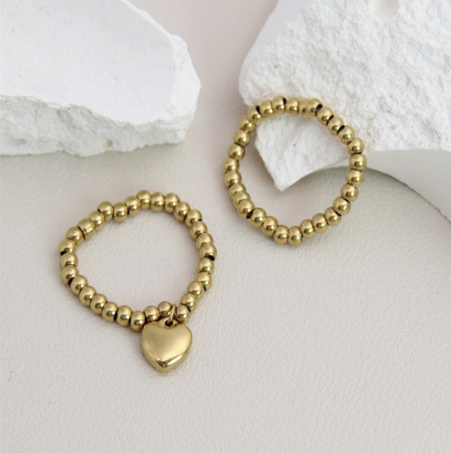 Duo de bagues perles dorées