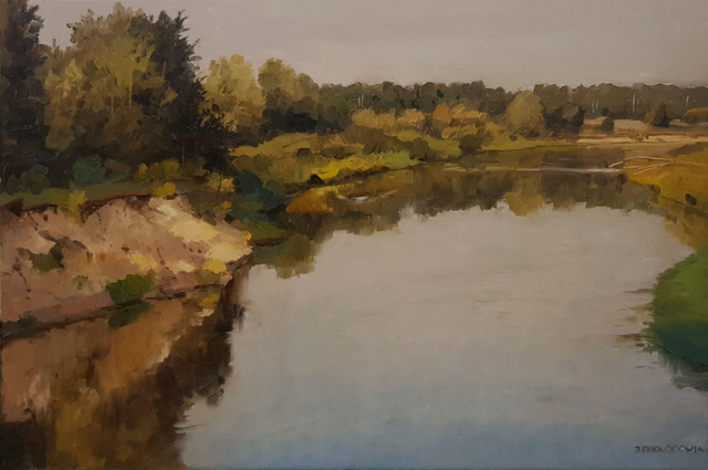 Rzeka Bug w Zbereżu 40x60 olej płótno 2022 oprawiony