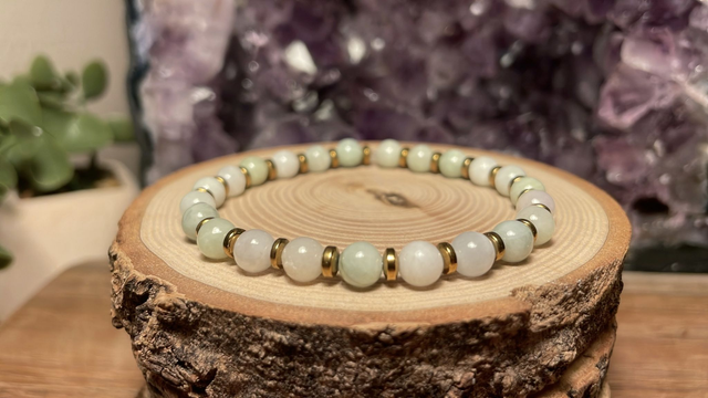 Bracelet JADE DE BIRMANIE 6mm (Avec hématites)