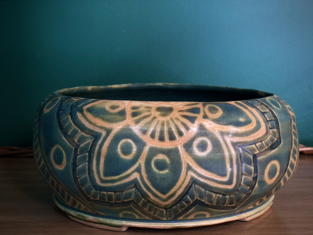 Deep Bonsai Pot- Mandala design (commissioned work)