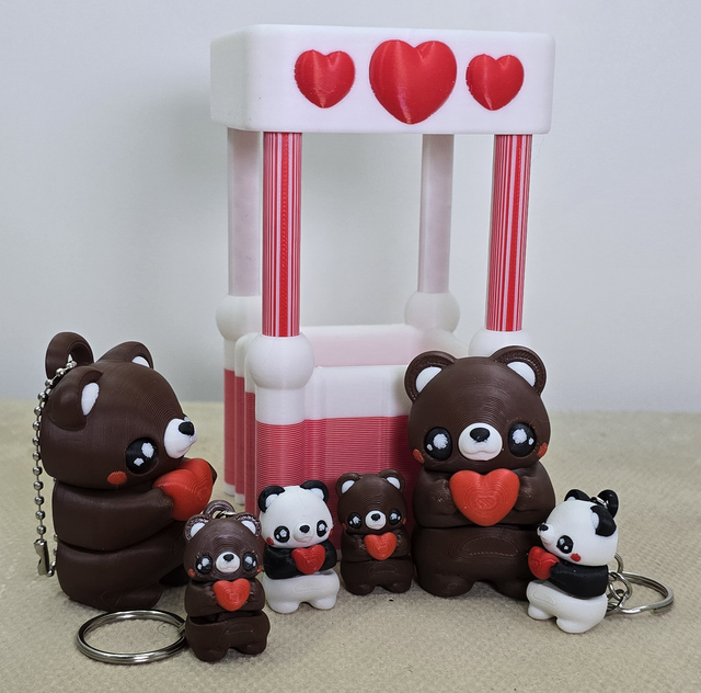 Cute Teddy and Panda Wiggly Articulated Mini Figure - Also available as Keyring