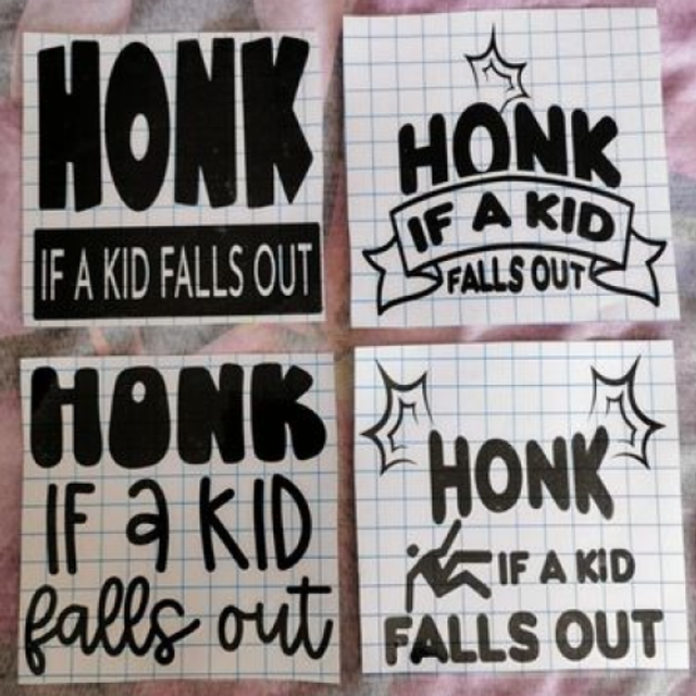 Honk If A Kid Falls Out Humorous Car Sticker  4 Designs To Choose From