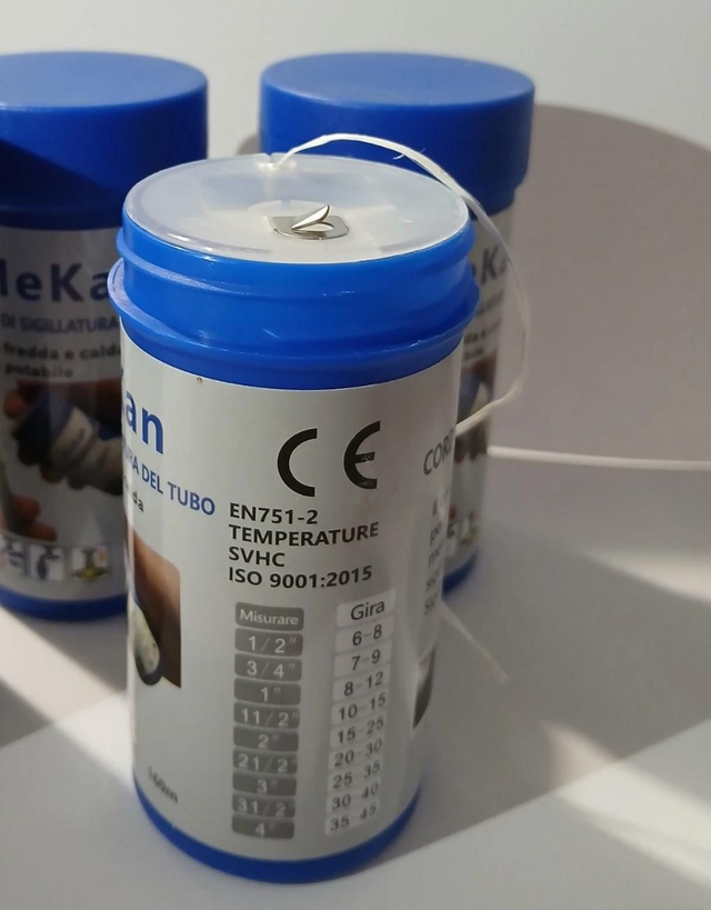 Teflon Professional Filo Sigilla Raccordi Idraulici MEKAN 1 rotolo da 160 Metri 