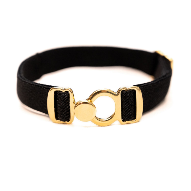 Bracelet Koutur doré et ruban noir