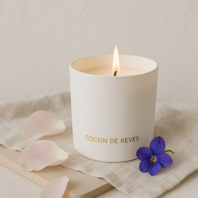 Bougie parfumée Douce Paix ( Rose - Violette-Muguet) 