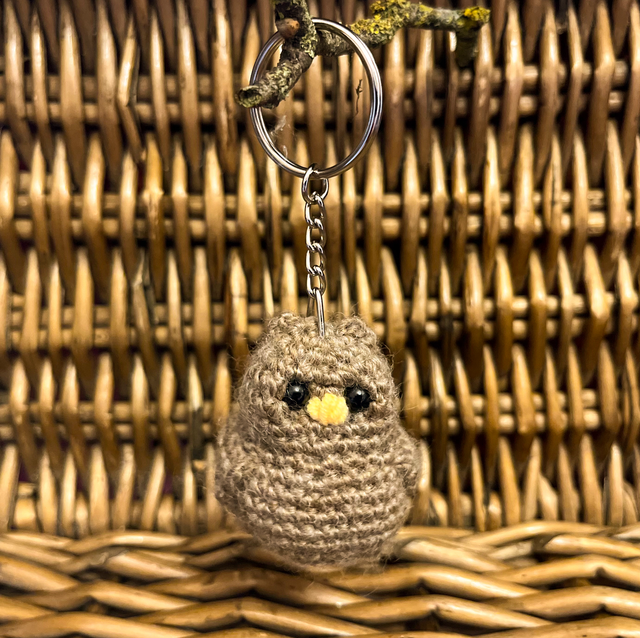 Crochet Owl Keyring  "Brown Owl"