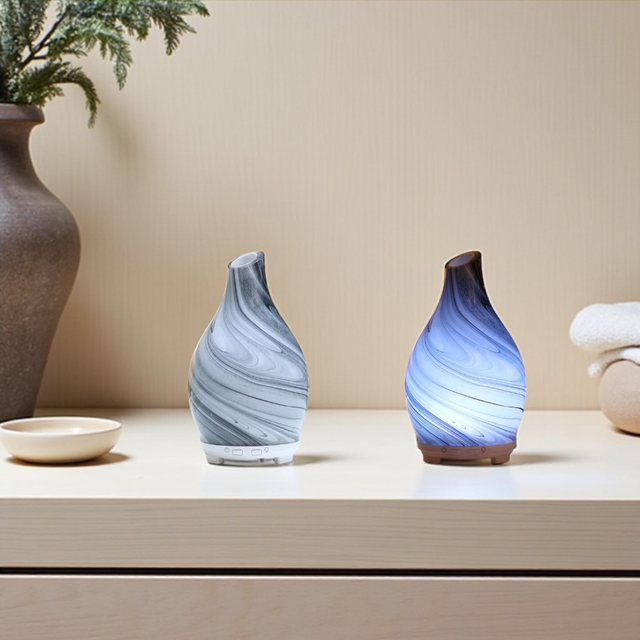 Grey Swirl Glass Electric Mist Diffuser