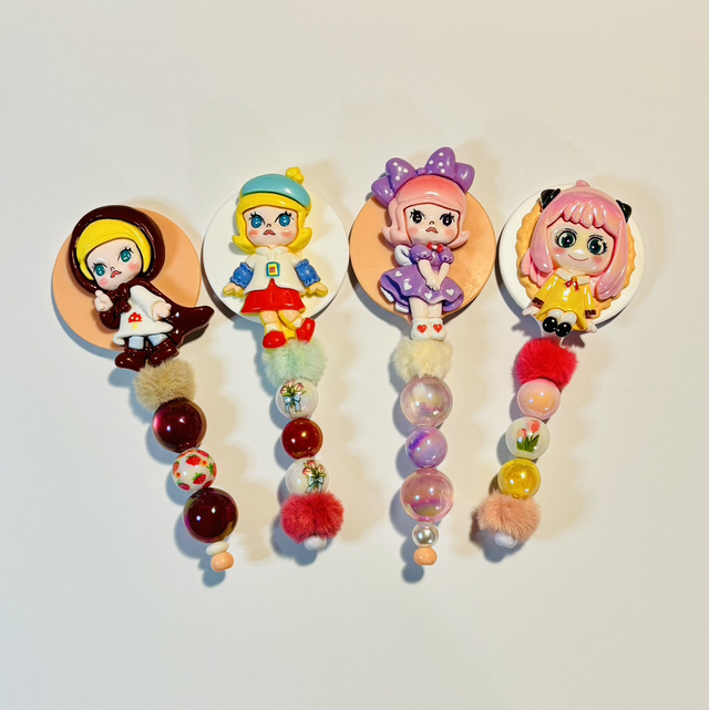 Cute girl character beaded mirror