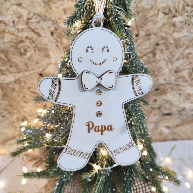 Décoration sapin - Bonhomme pain d'épice "PAPA / MAMAN"