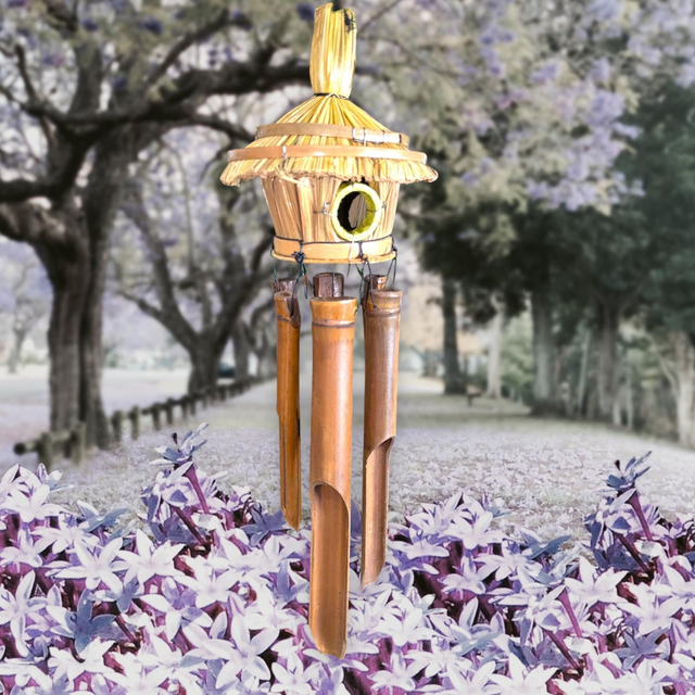 Carillon à vent nichoir rond en paille