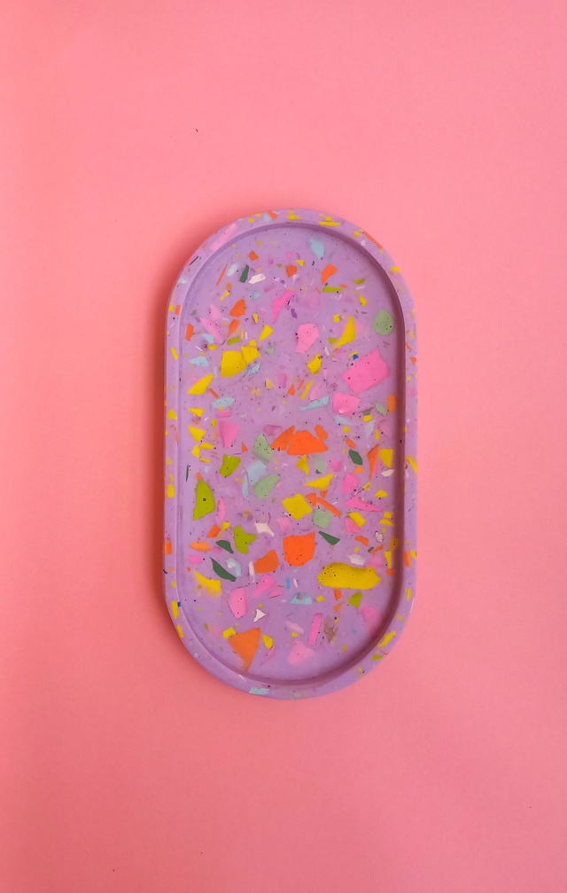 Taca owalna, lastryko, owalna podstawka na akcesoria, fioletowa