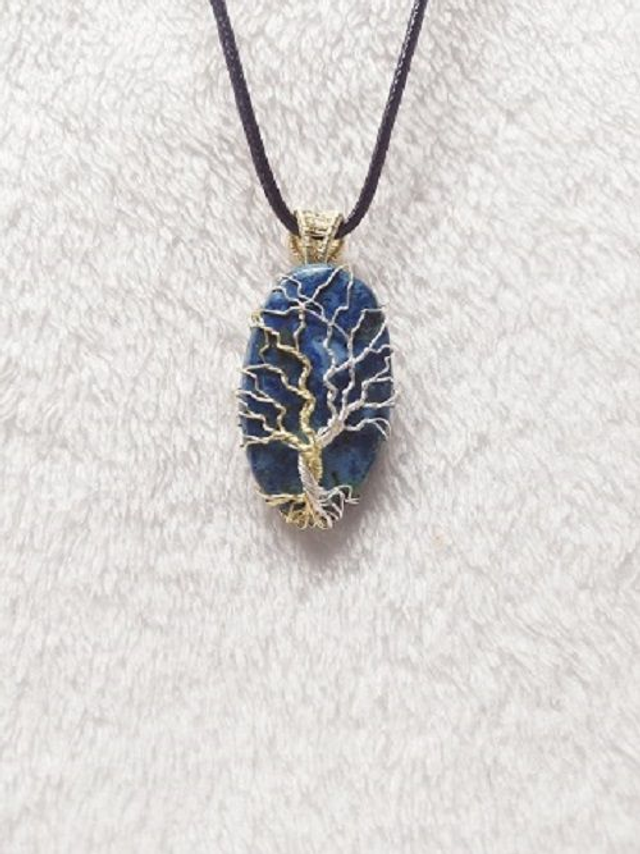 ARBRE DE VIE CUIVRE SUR AZURITE CRYSOCOLE