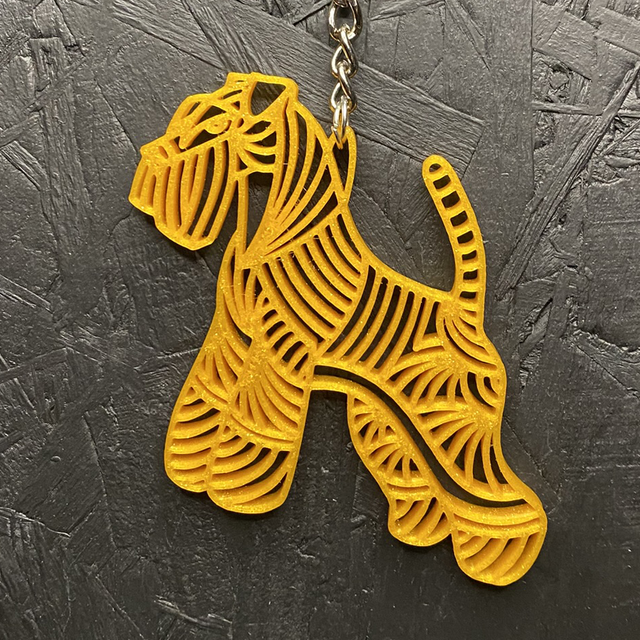3D - Keychain Schnauzer Gold Sparkle