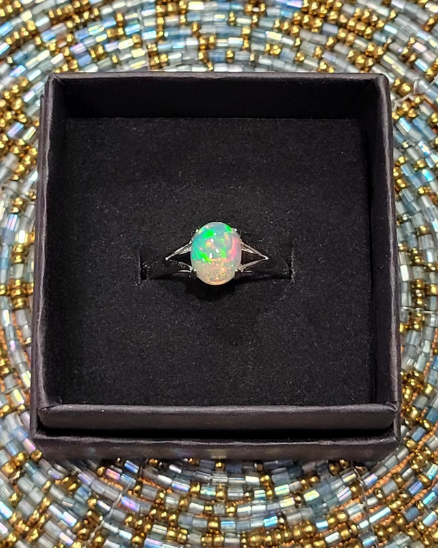 Bague Opale Éthiopienne 