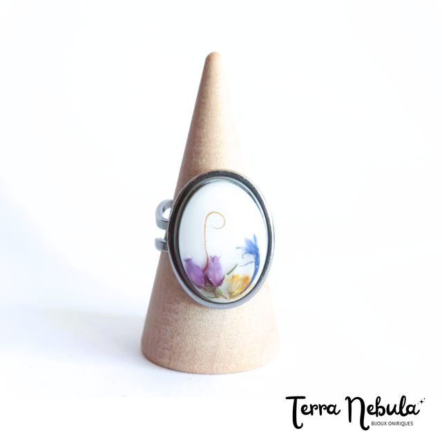 Bague ovale fleurie Epicure  | BA250F