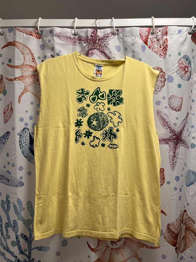 Yellow and Green Flowery Printed Vest