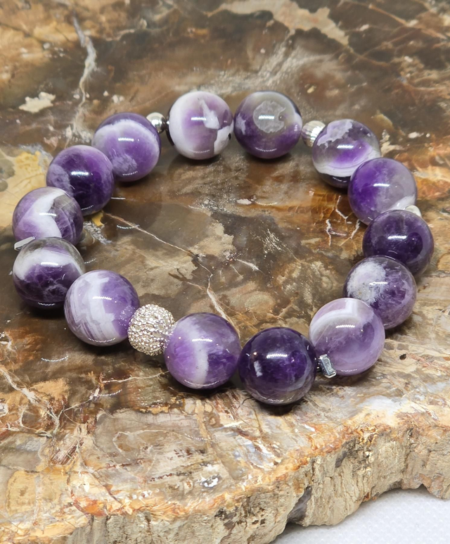 Bracelet Améthyste chevron XL en 1,2 cm 