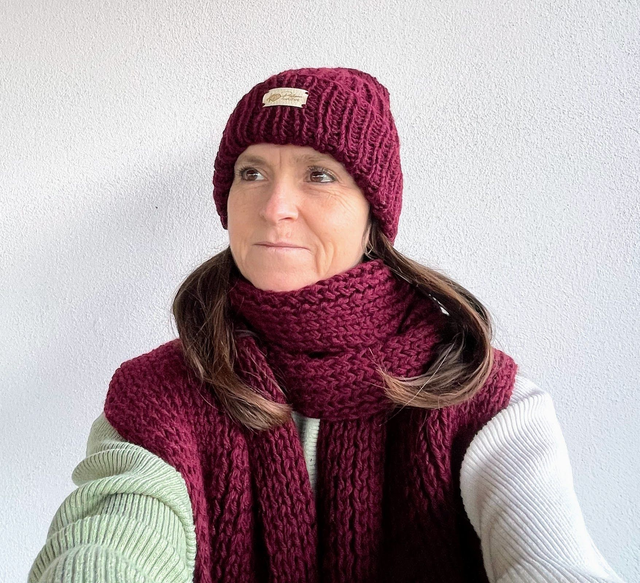 Komplet burgundowy splot