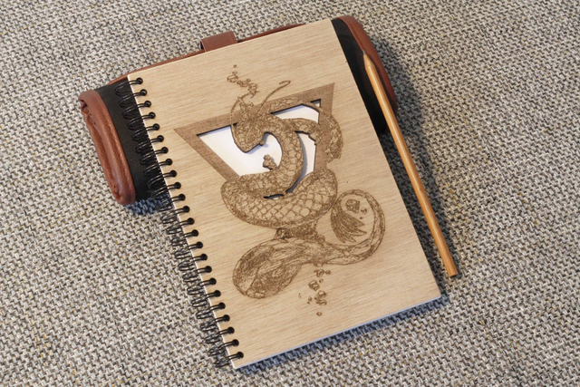 CARNET EN BOIS - DRAGON #3