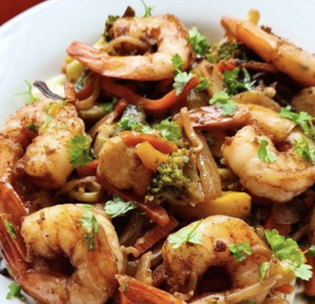 Sauté Gambas aux légumes