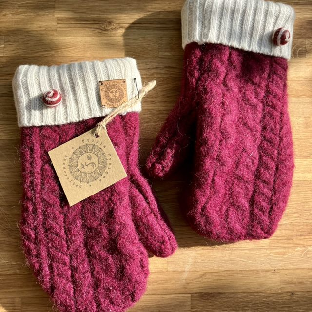 Red Cable Mittens