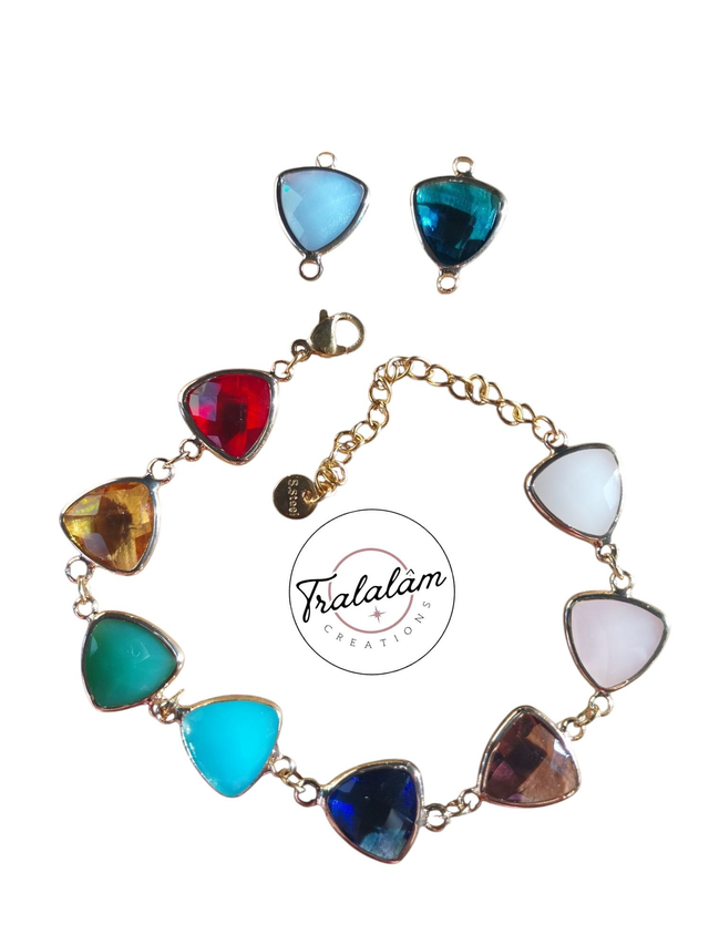 ✨Bracelet &quot;triangle multicolores en verre&quot;✨