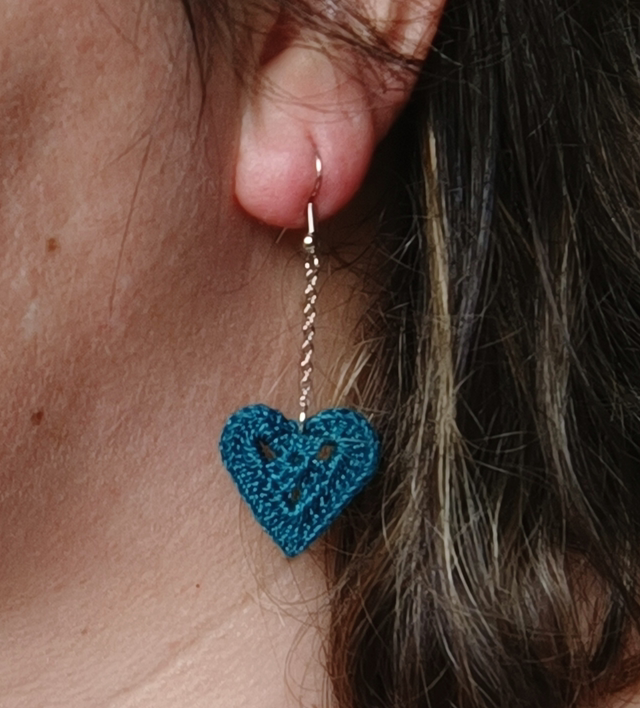 Boucles d’oreilles CARMEN en Micro crochet - Vert canard