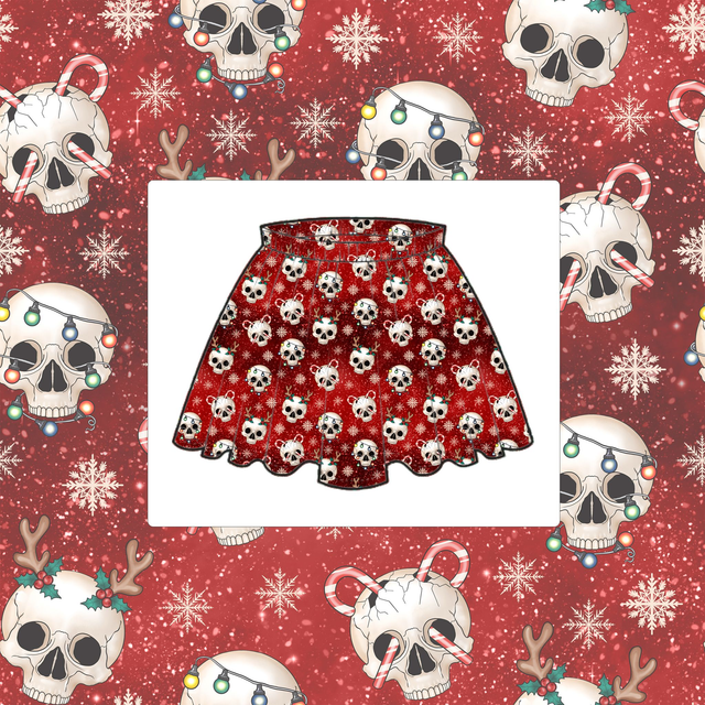 Christmas Red Skull Childrens Elasticated Skirt