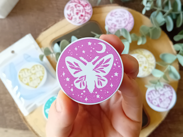 Pop socket adhésif – Accessoire téléphone fait main (Lune, Papillon, Witchy Woman, Take Care of Your Mind)