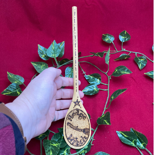 "Hedge Witch" Hand Pyrographed Spoon 